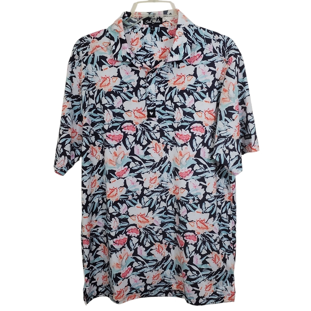 Bad Birdie Men's Golf Performance Polo Shirt Floral Short Sleeve Size Large